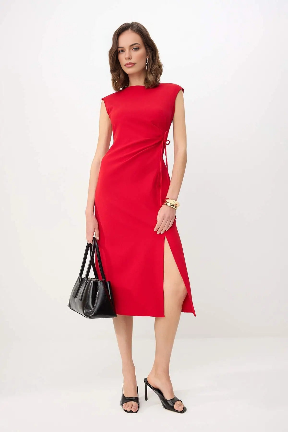 Tie Detail Sleeveless Midi Dress