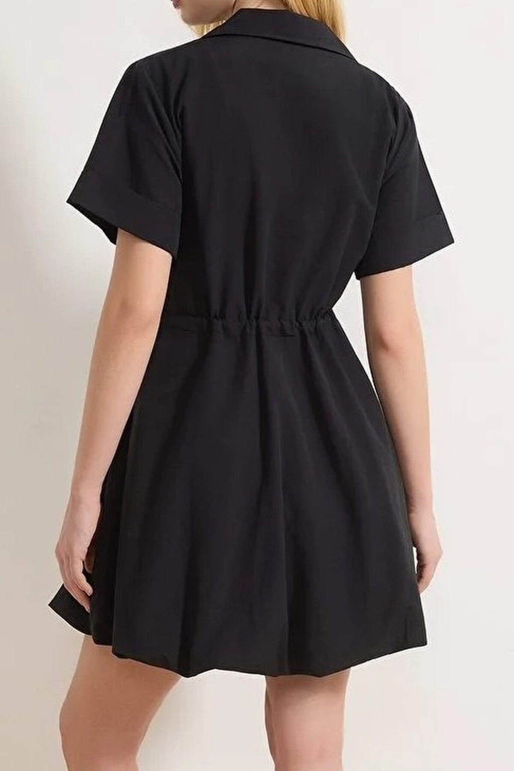 Lace-Up Mini Balloon Skirt Detail Woven Dress