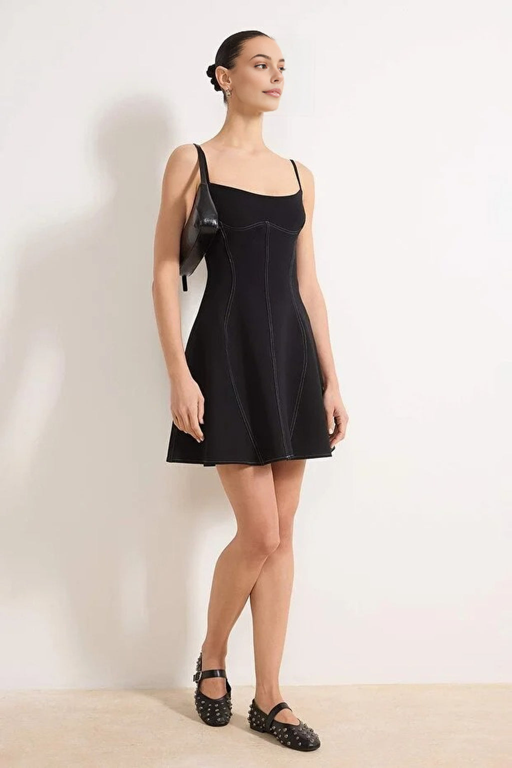 Mini Dress with Contrast Stitch Detail