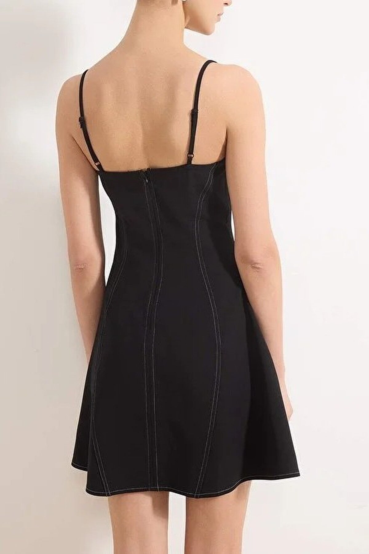 Mini Dress with Contrast Stitch Detail