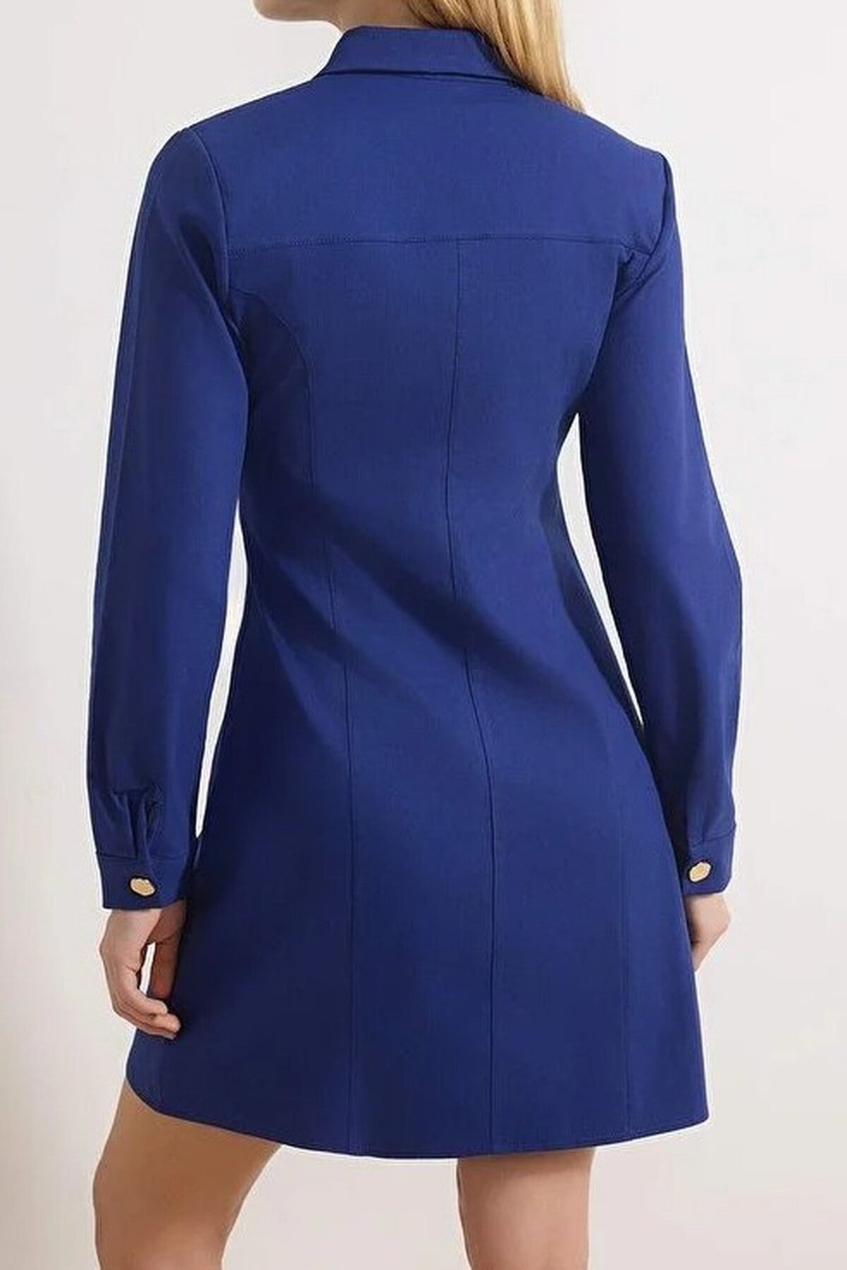 Buttoned Mini Gabardine Woven Dress