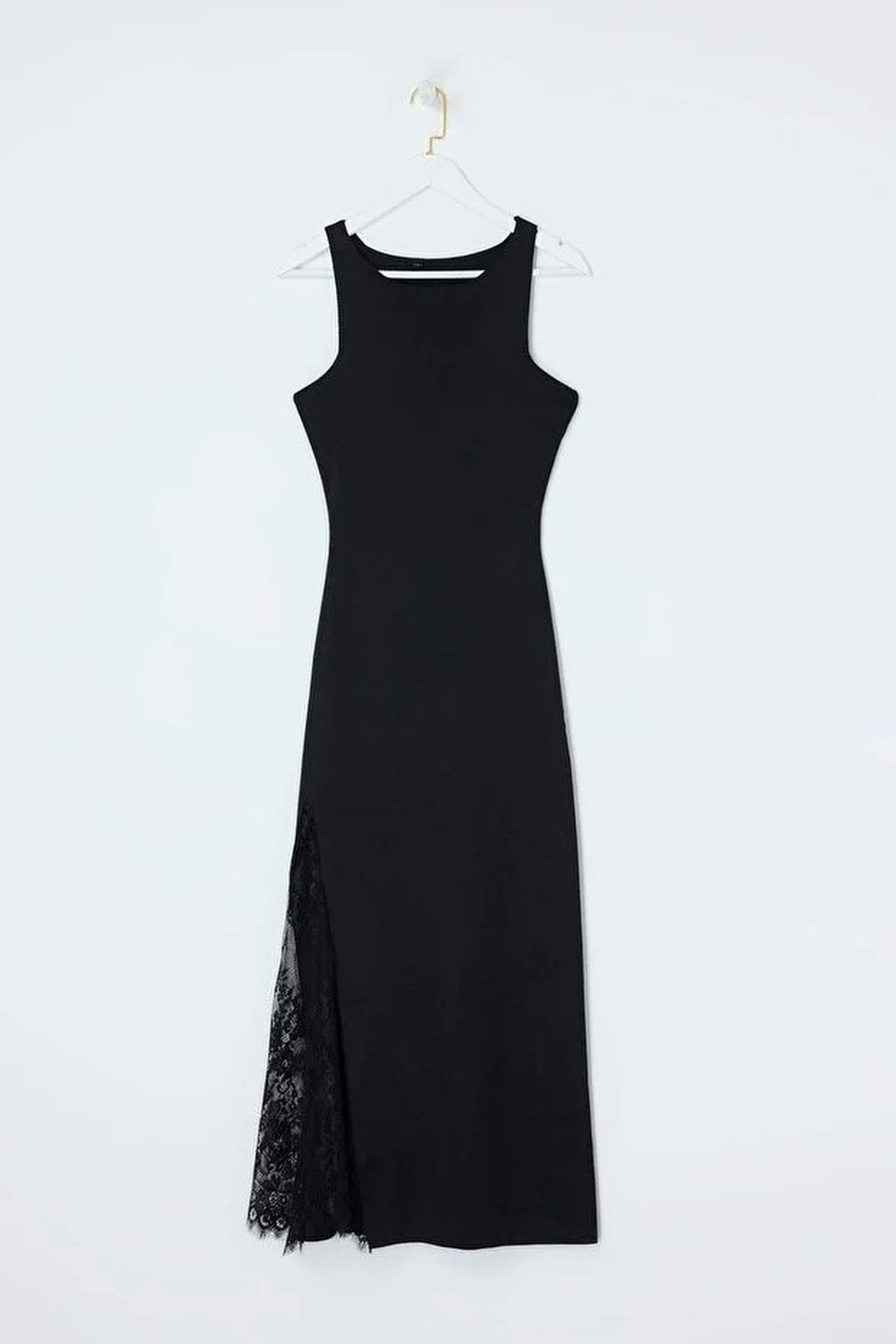 Plain Maxi Crew Neck Maxi Body-Hugging Lace Detail Knit Dress