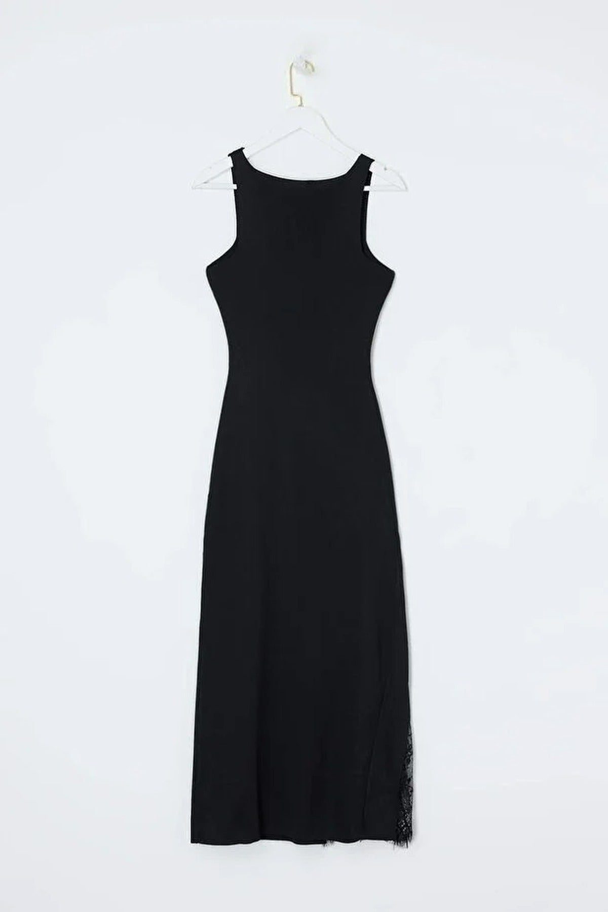 Plain Maxi Crew Neck Maxi Body-Hugging Lace Detail Knit Dress