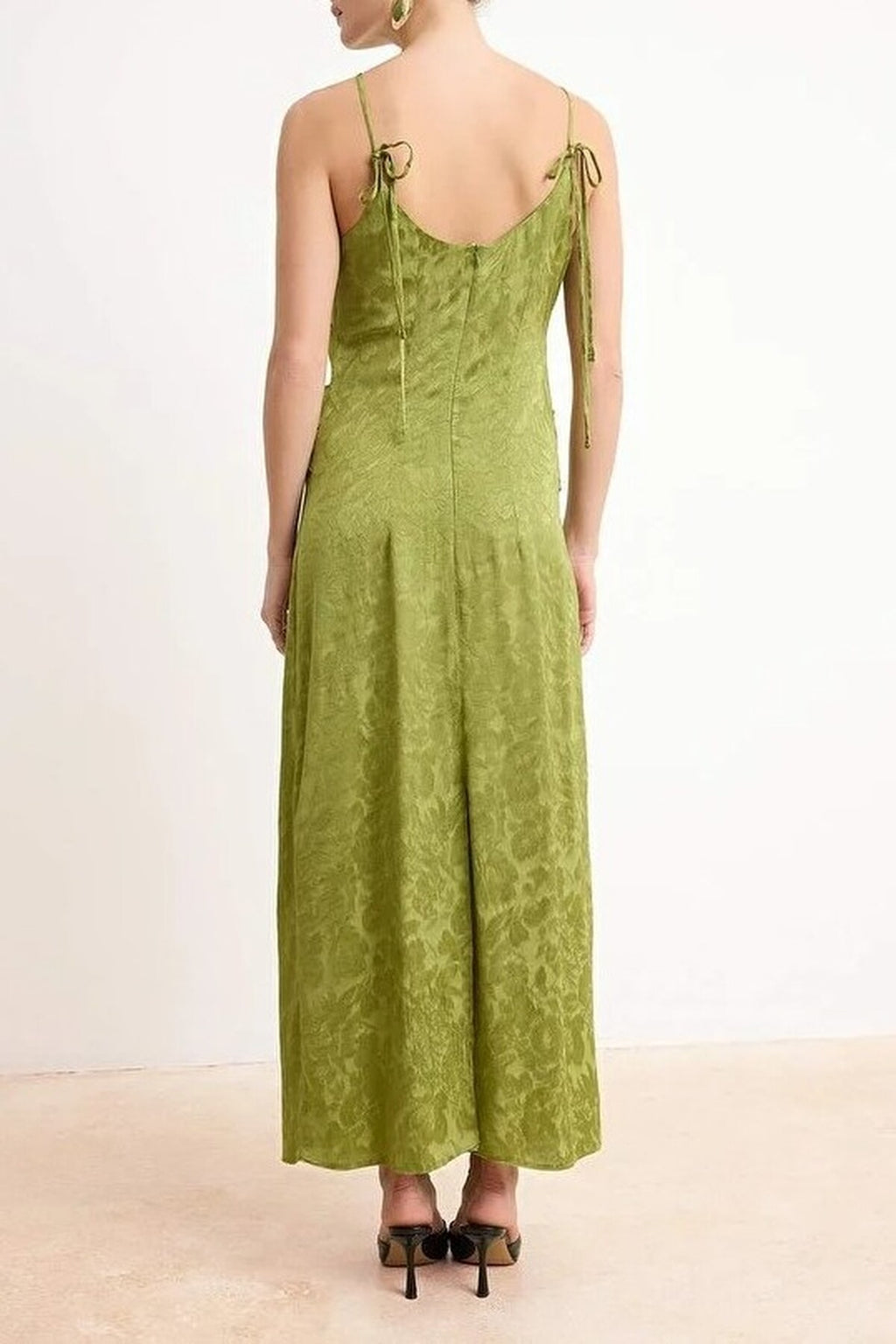 Midi Woven Dress with Gathering and Drape Details