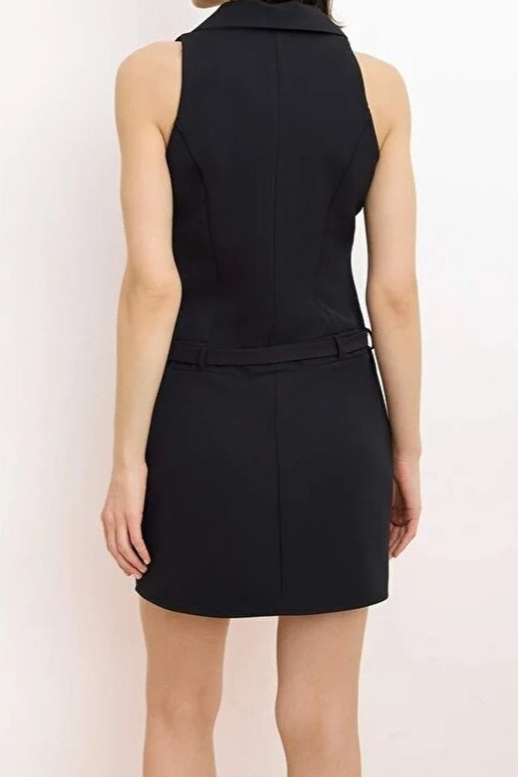 Belted Jacket Collar Mini Woven Dress