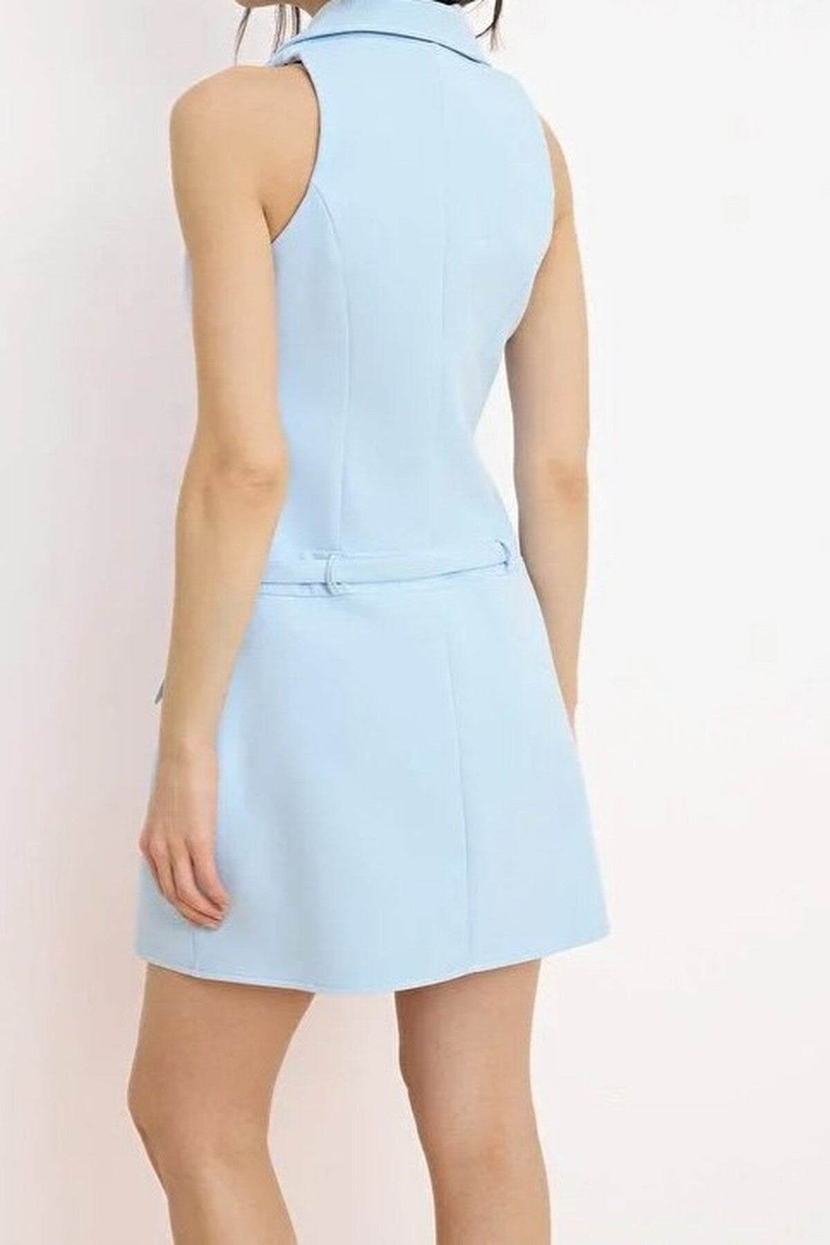 Belted Jacket Collar Mini Woven Dress