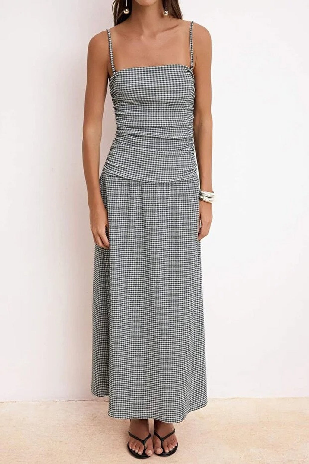 A-Line Strapless Ruched Maxi Textured Knit Dress