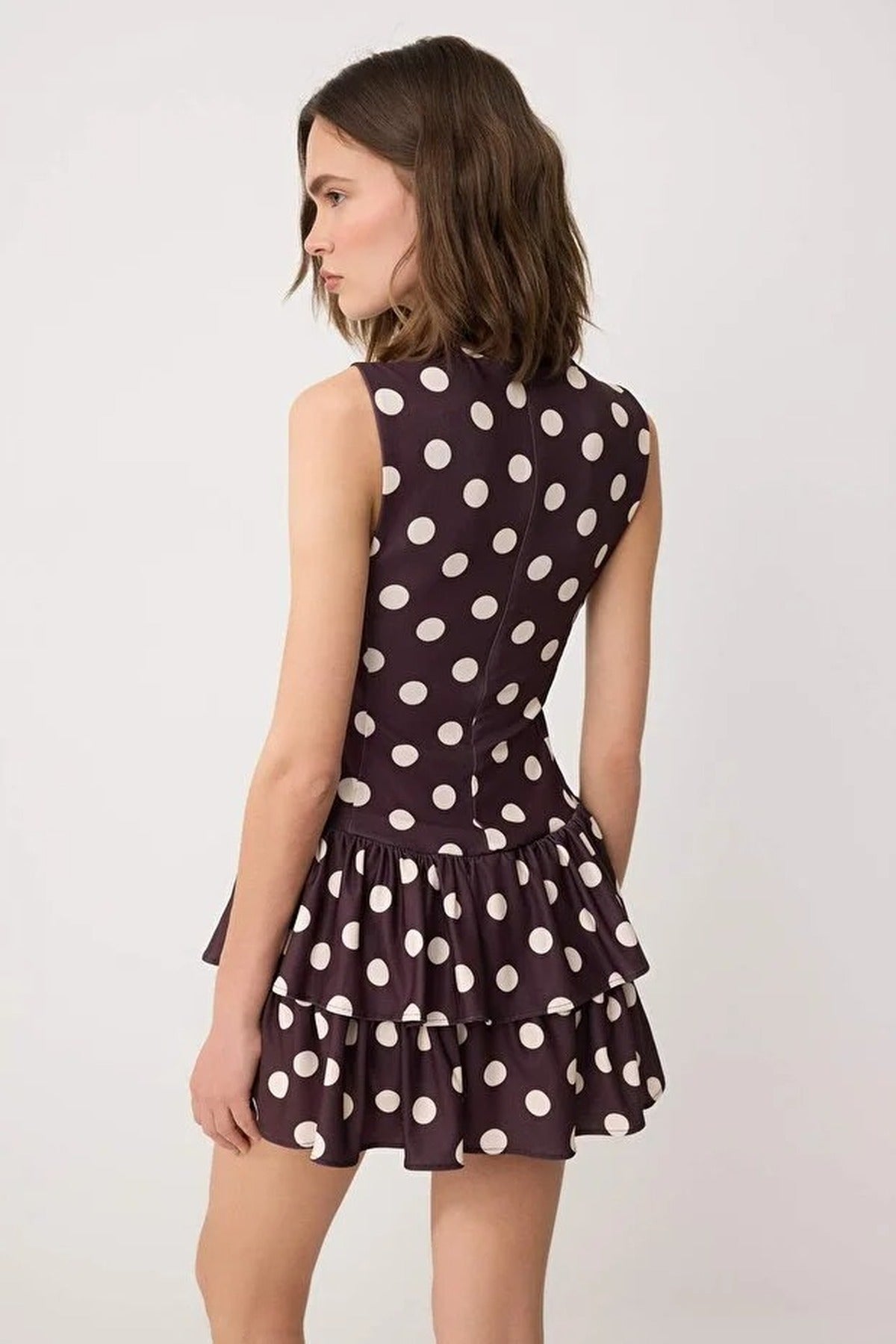 Polka Dot Sleeveless Satin Lined Shorts Frill Skater Dress