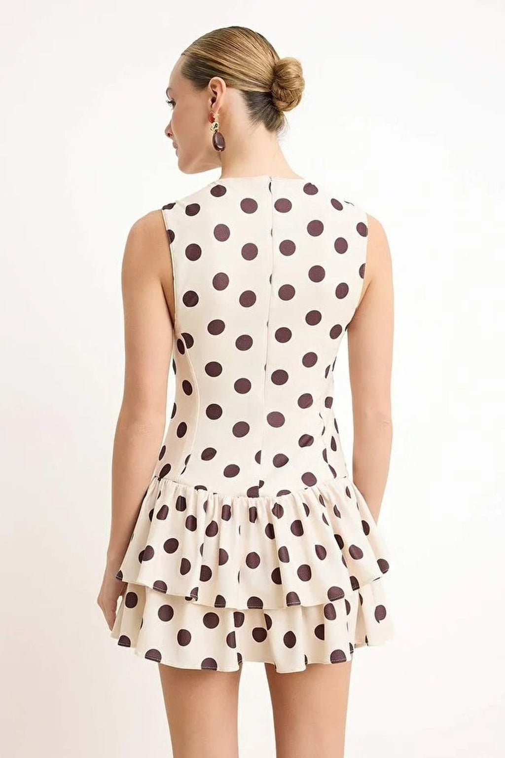 Polka Dot Sleeveless Satin Lined Shorts Frill Skater Dress