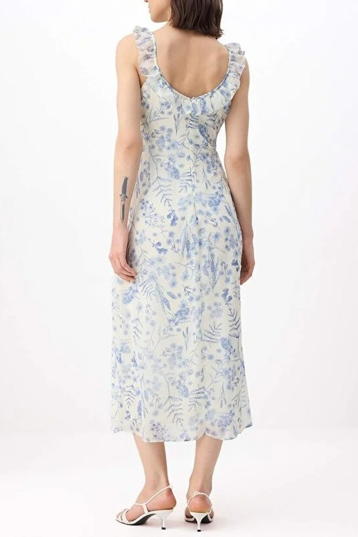 Floral Chiffon Lined Midi Woven Dress