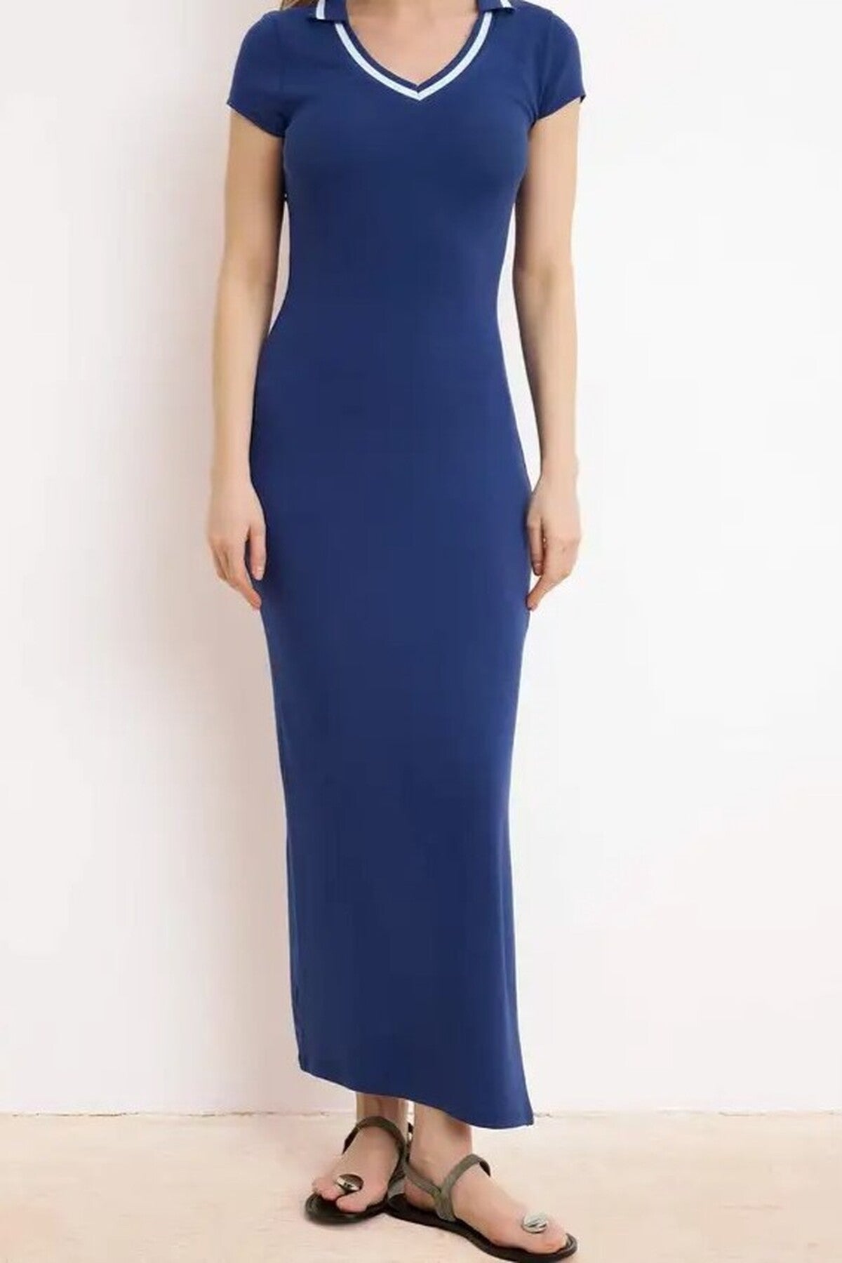 Bodycon V-Neck Maxi Dress