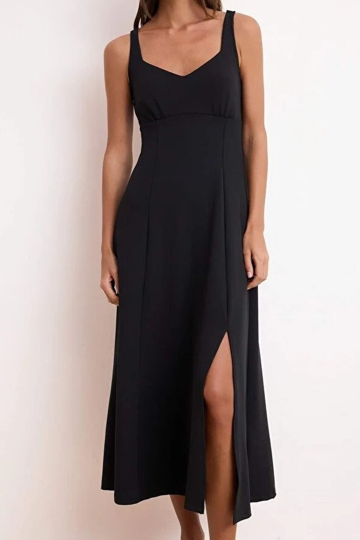 Heart Neck Maxi Scuba Crepe Knit Dress