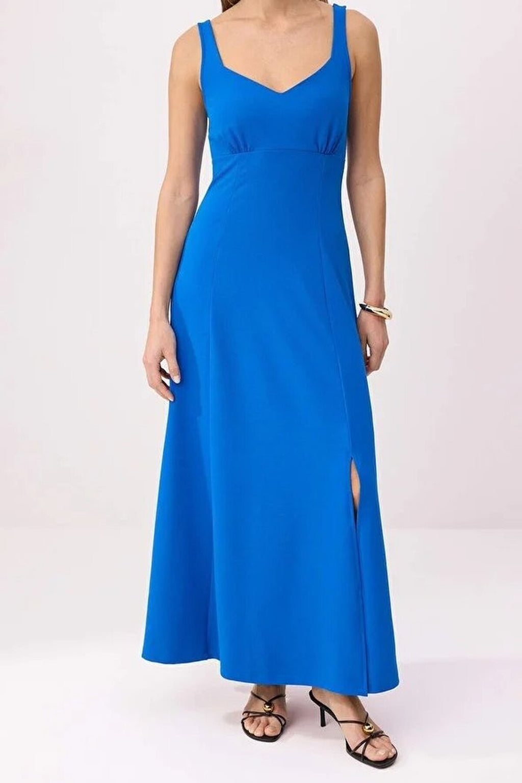 Heart Neck Maxi Scuba Crepe Knit Dress