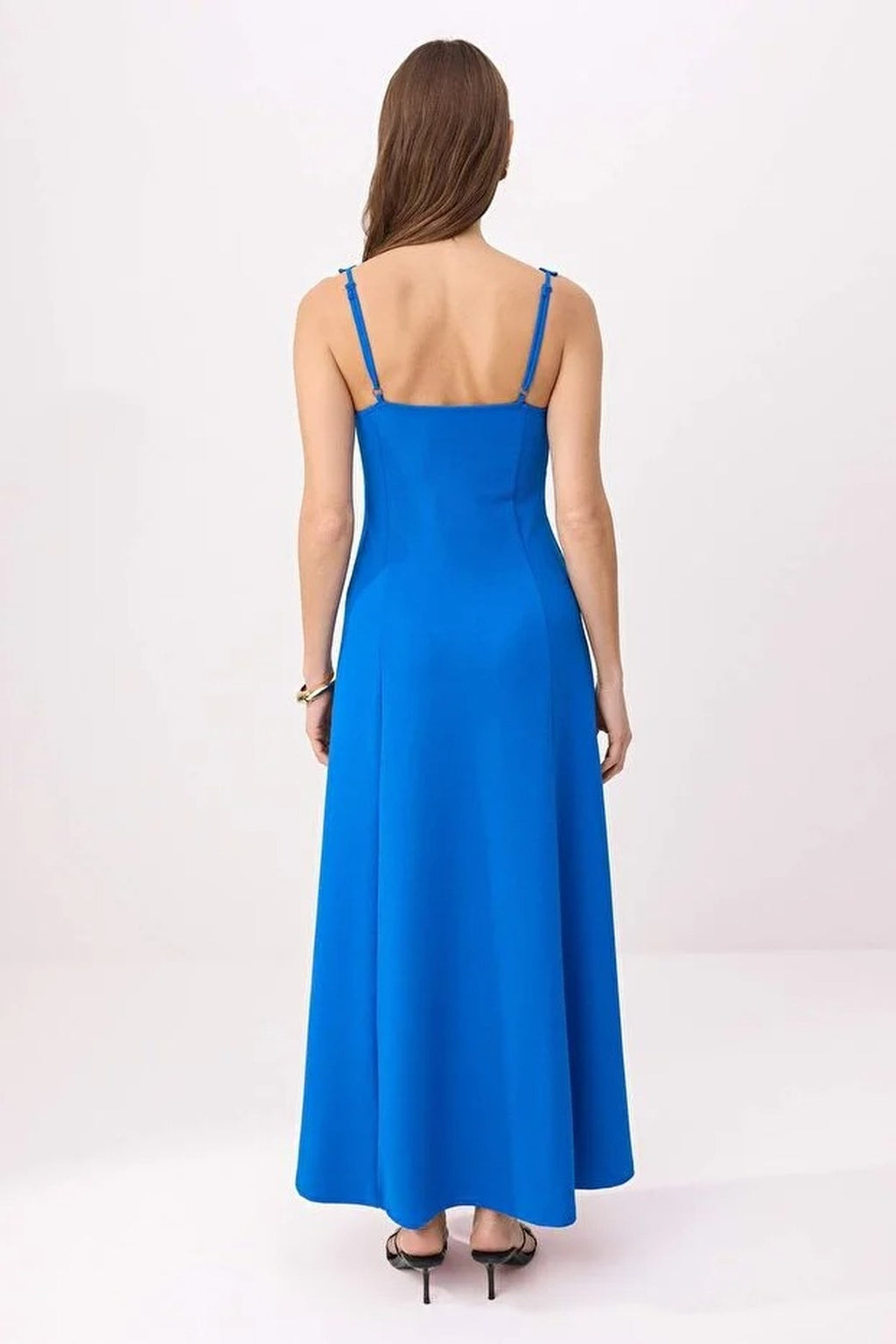 Heart Neck Maxi Scuba Crepe Knit Dress
