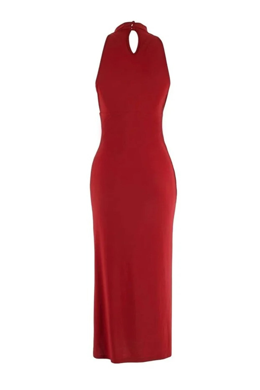 Halter Neck Midi Stretch Knit Dress