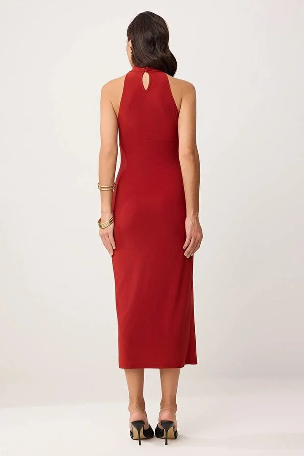 Halter Neck Midi Stretch Knit Dress