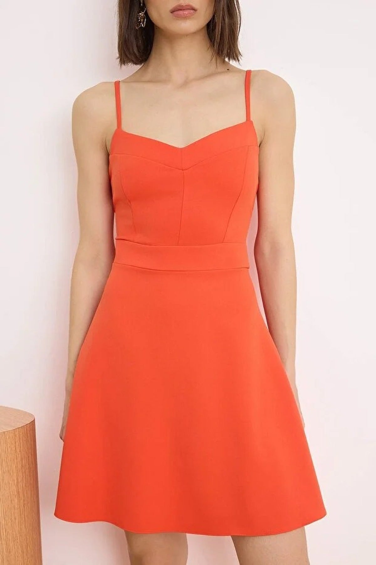 Thin Strap Mini Stretch Woven Dress
