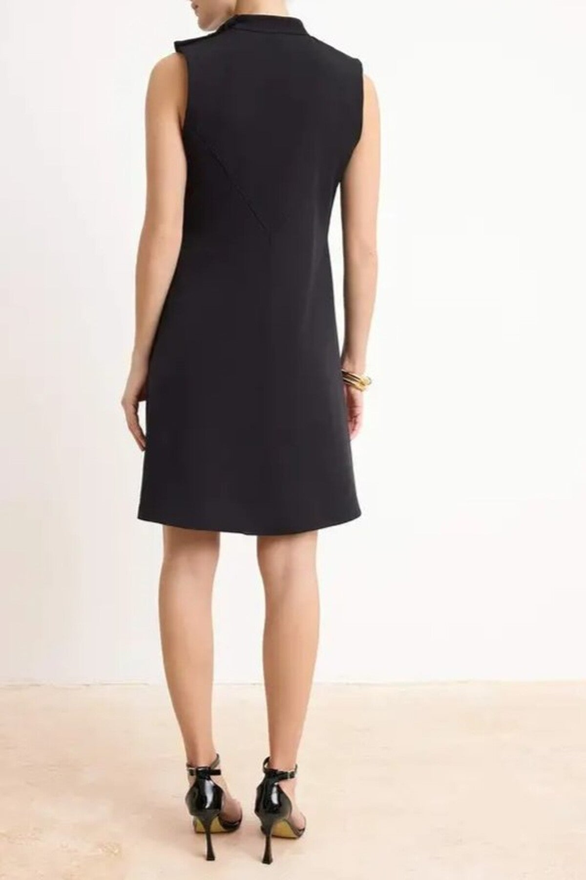 Solid Button Detail Mini Woven Dress