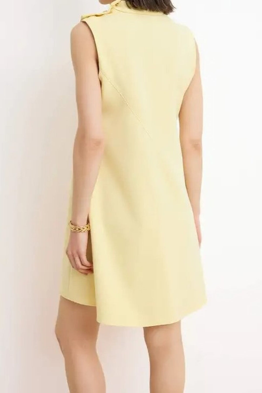 Solid Button Detail Mini Woven Dress