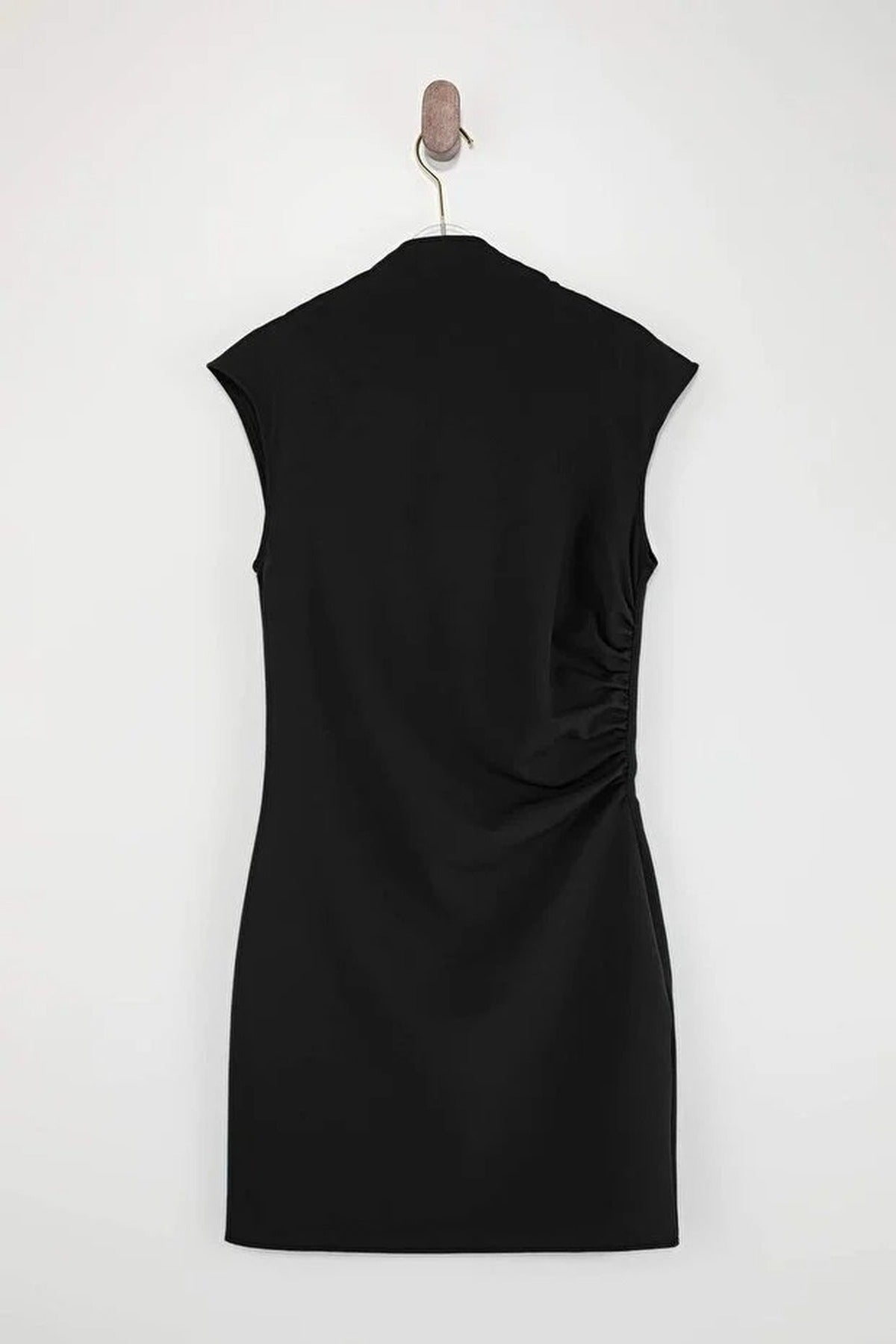 High Neck Mini Stretchy Woven Dress