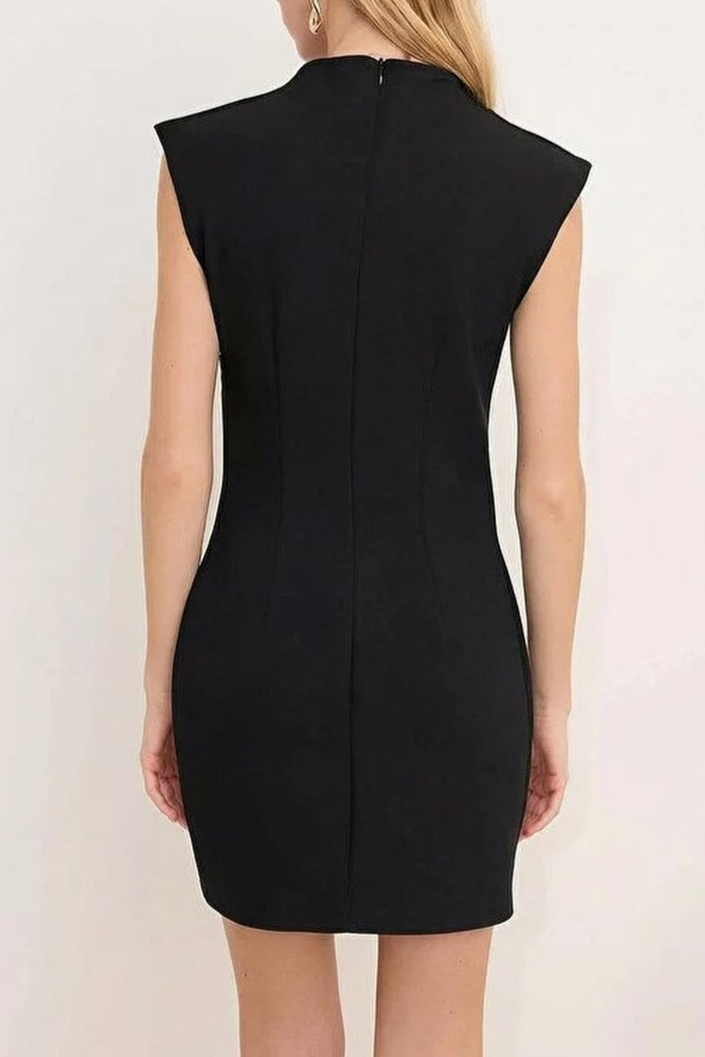 High Neck Mini Stretchy Woven Dress