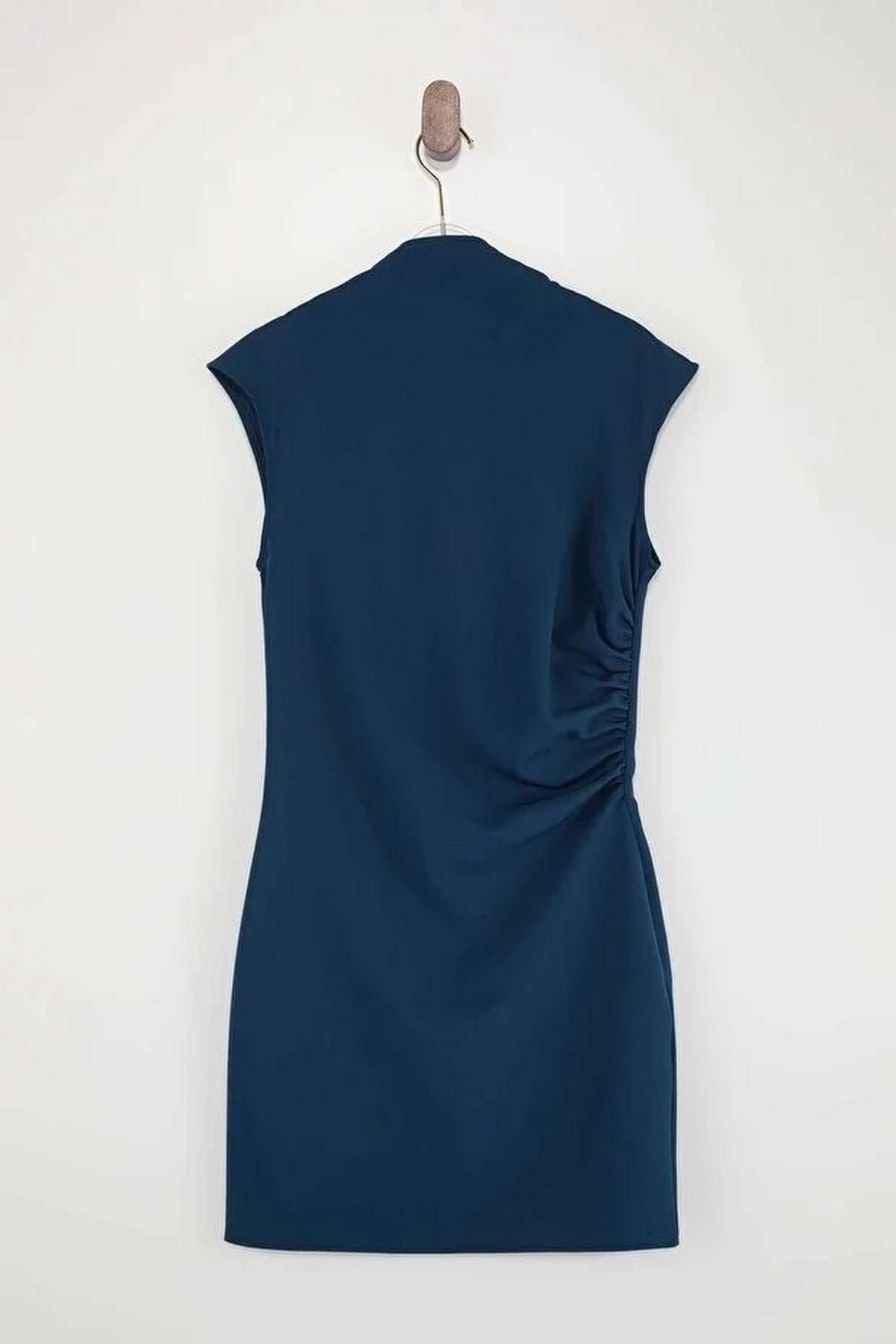 High Neck Mini Stretchy Woven Dress