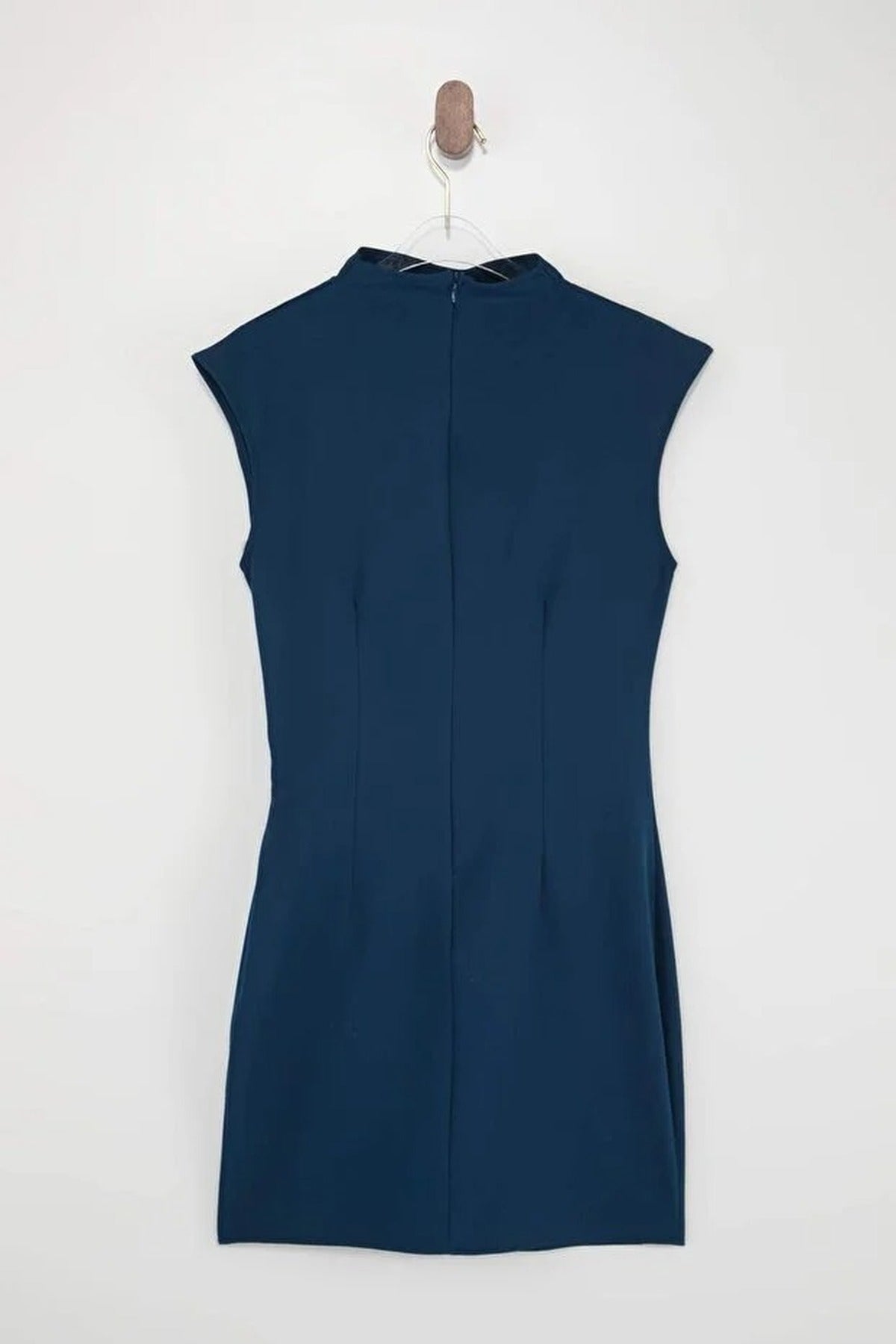 High Neck Mini Stretchy Woven Dress