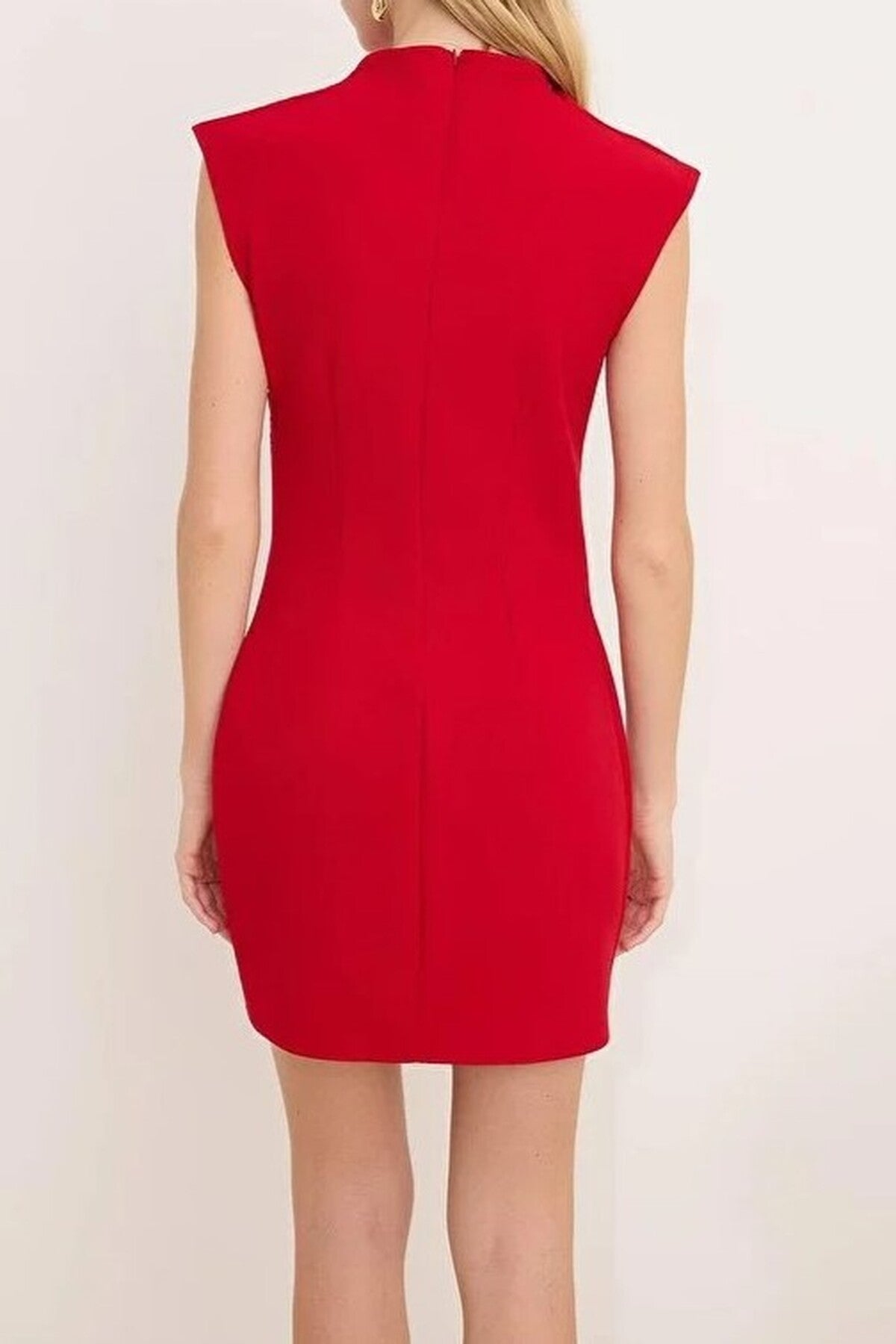 High Neck Mini Stretchy Woven Dress