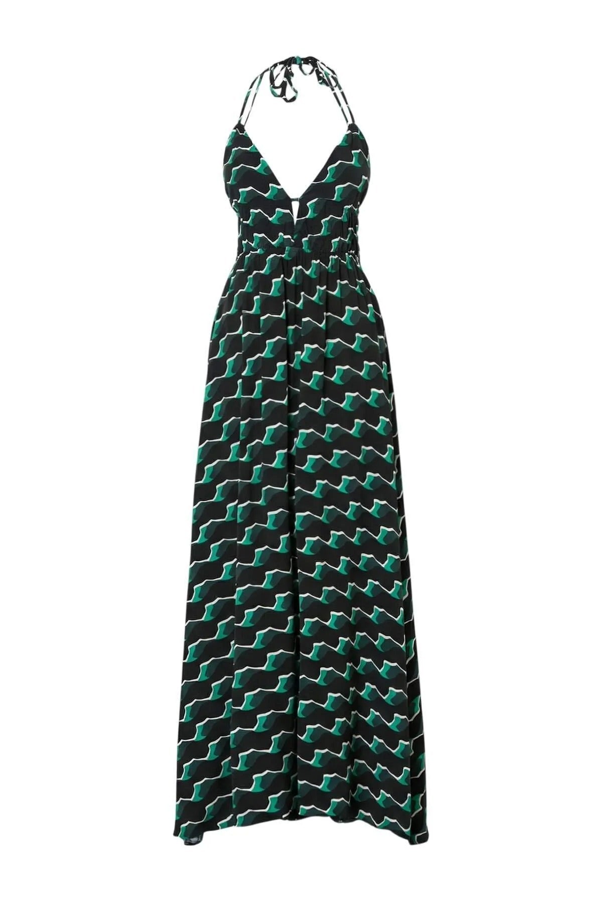 Geometric Pattern Midi Woven Dress