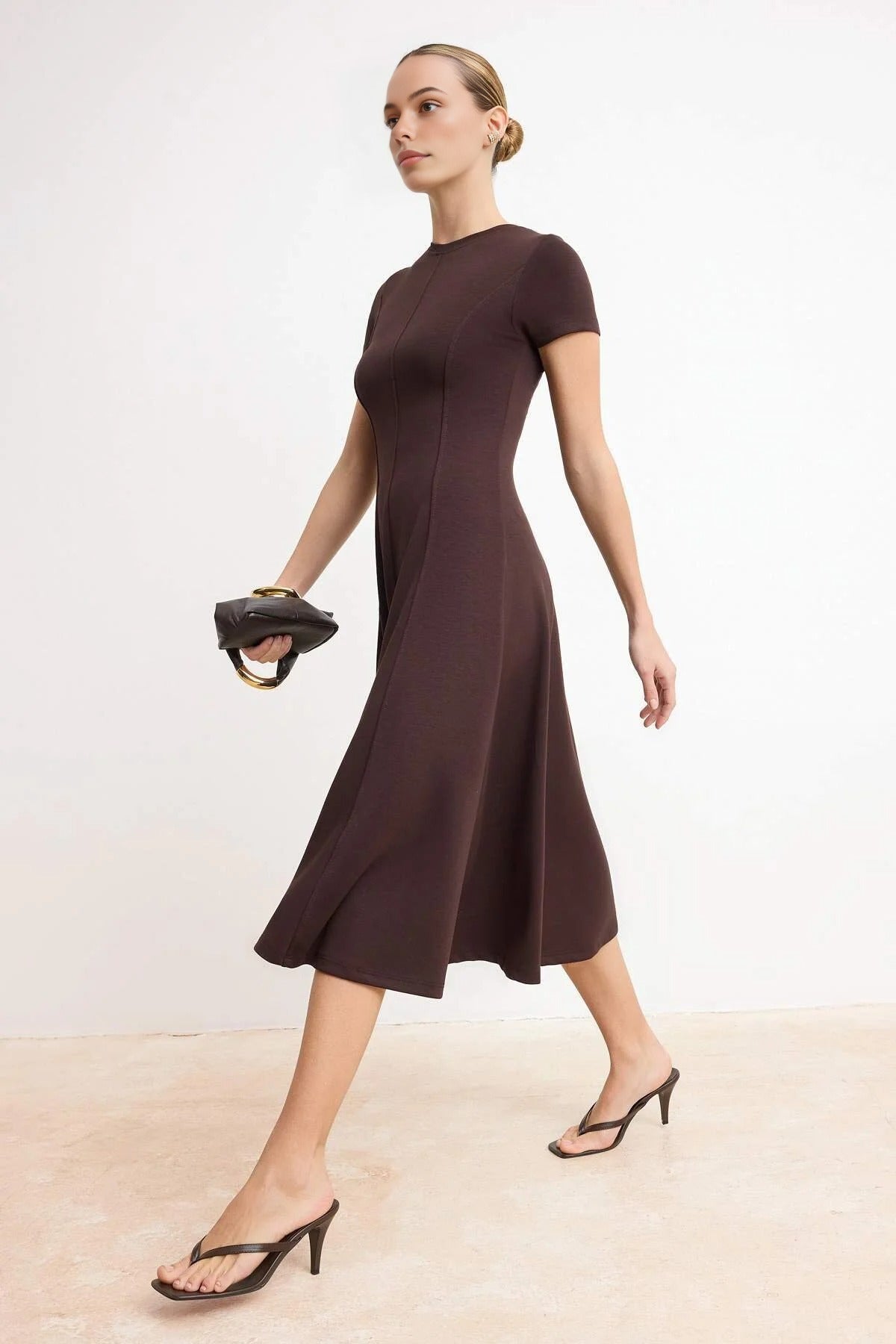 Skater Crew Neck Midi Soft Touch Knitted Dress