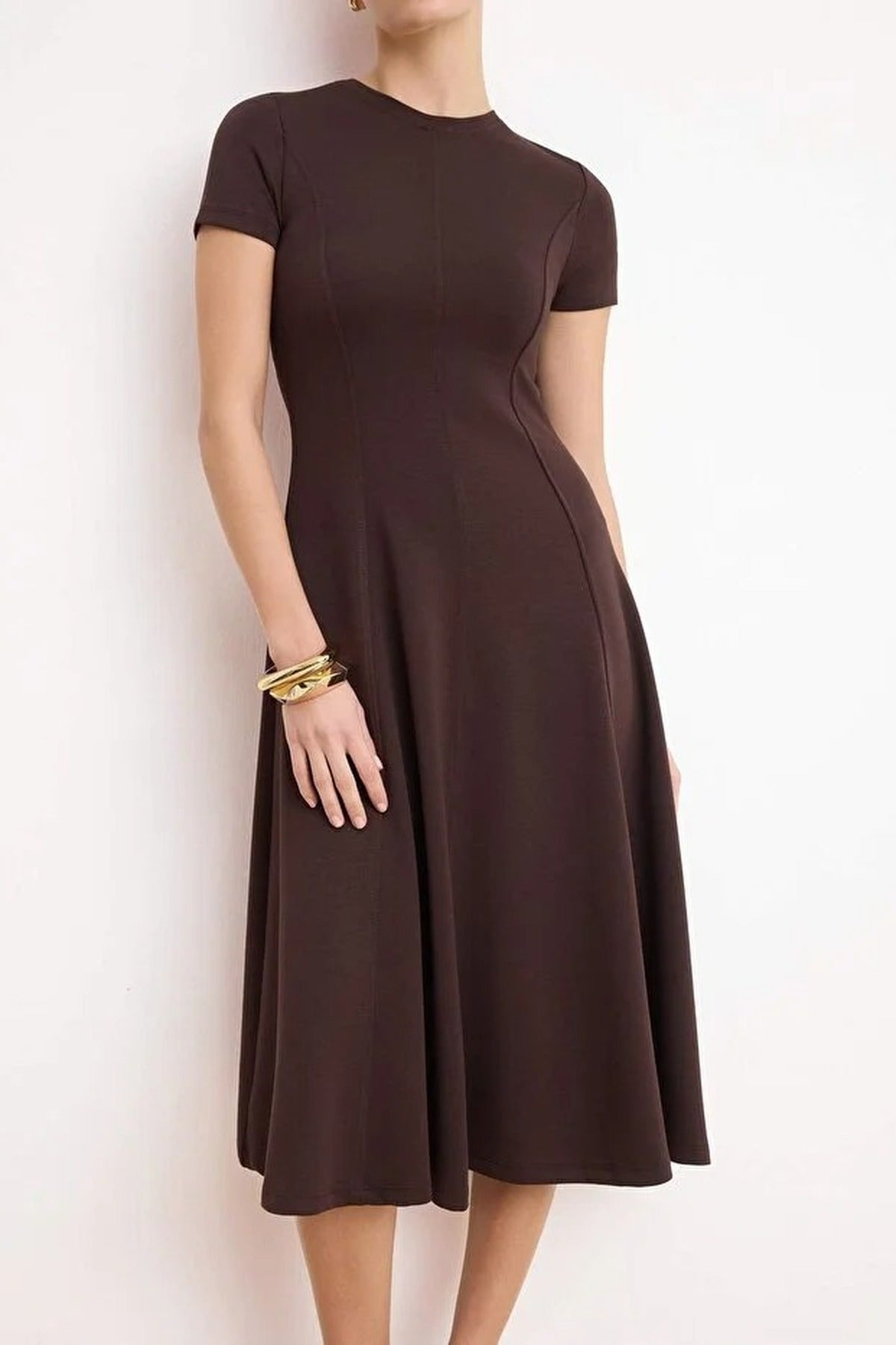 Skater Crew Neck Midi Soft Touch Knitted Dress