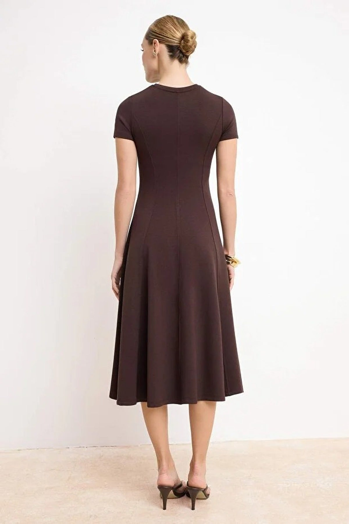Skater Crew Neck Midi Soft Touch Knitted Dress