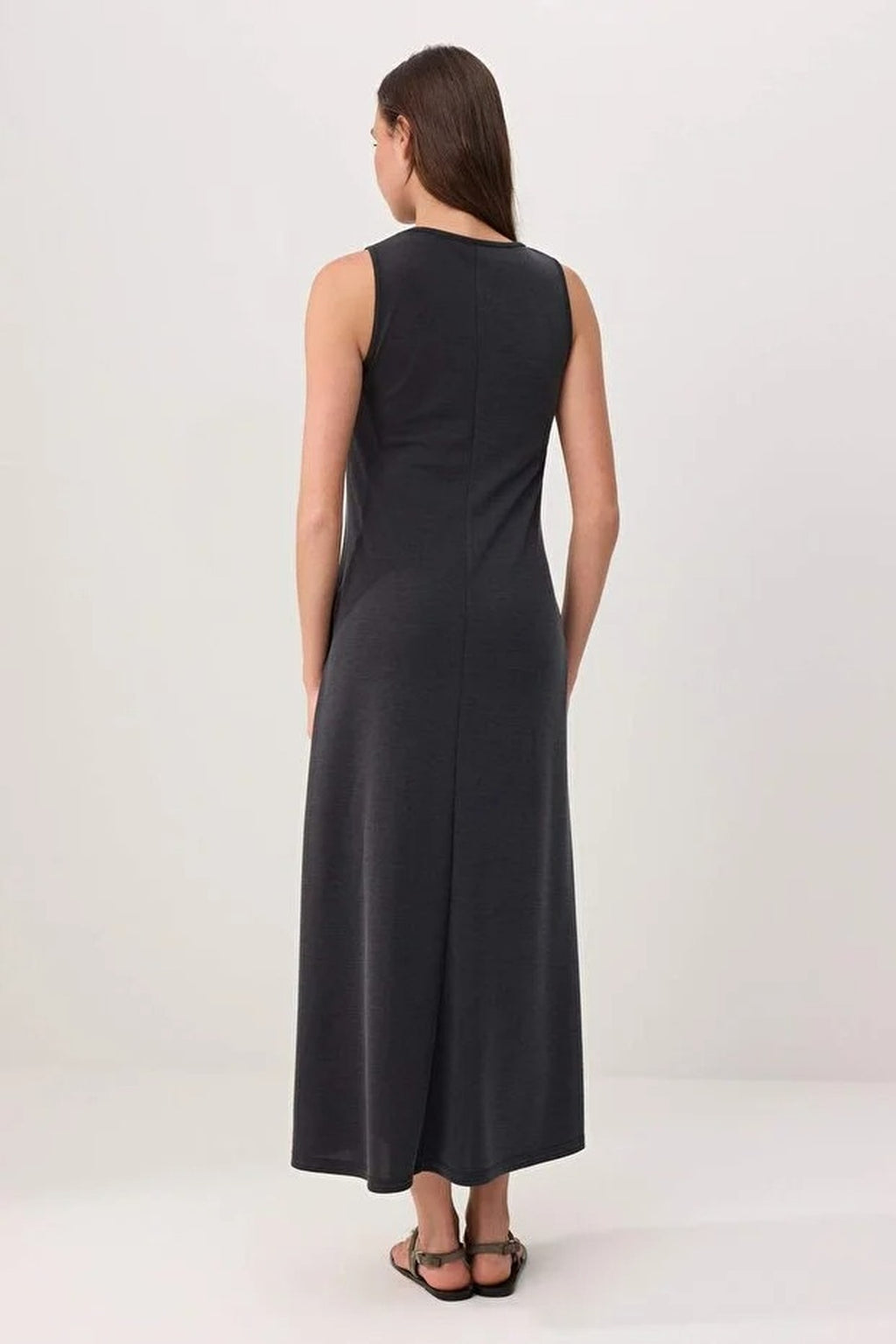 High Neck Sleeveless A-Line Midi Dress