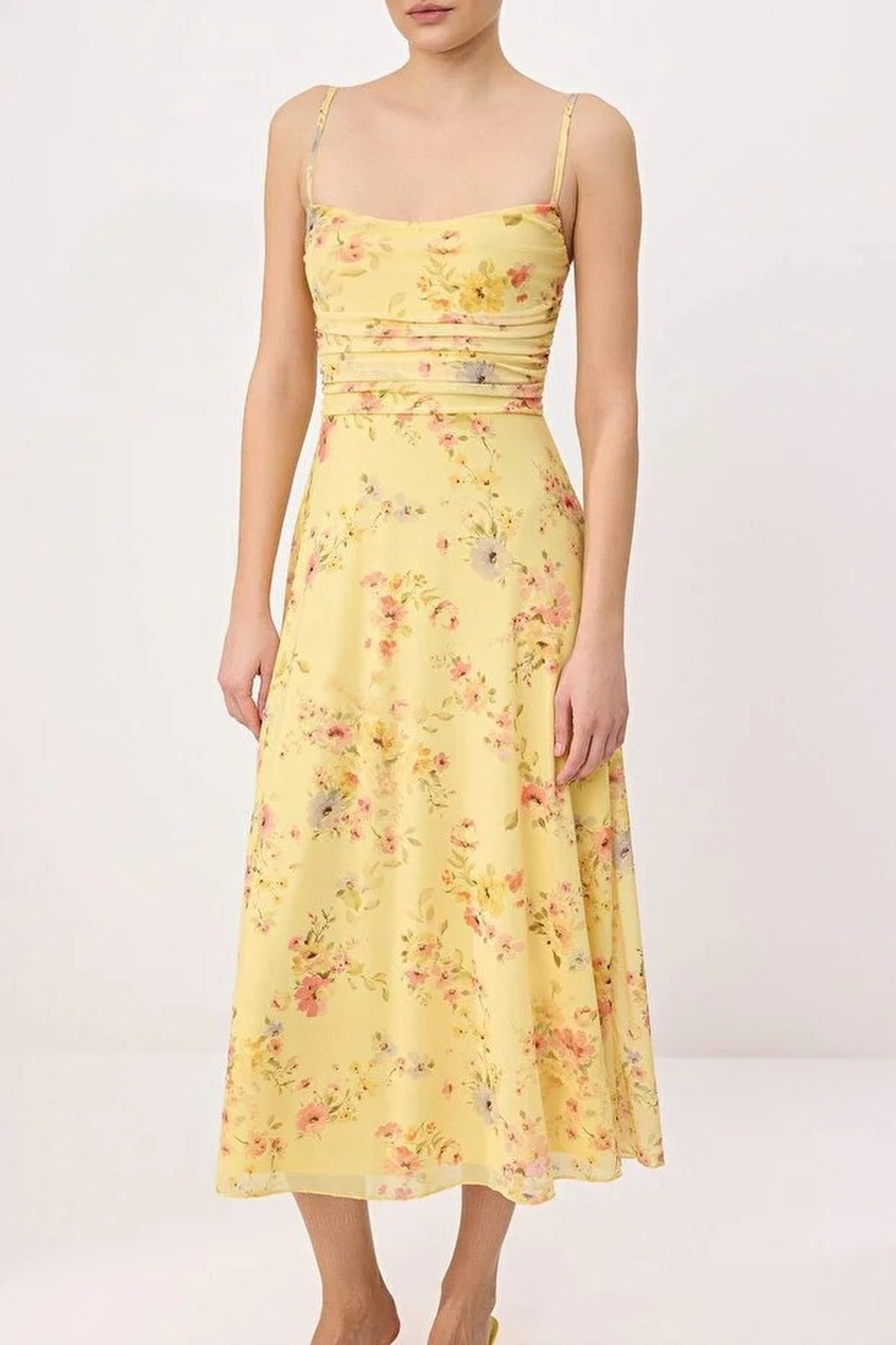 A-Line Pool Neck Thin Strap Tulle Knit Dress
