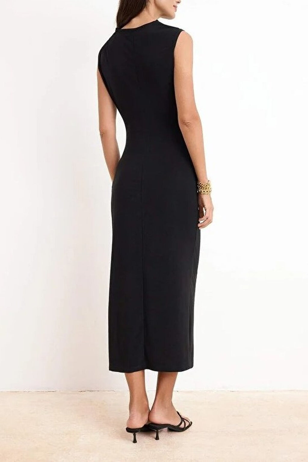 High Neck Sleeveless Midi Dress