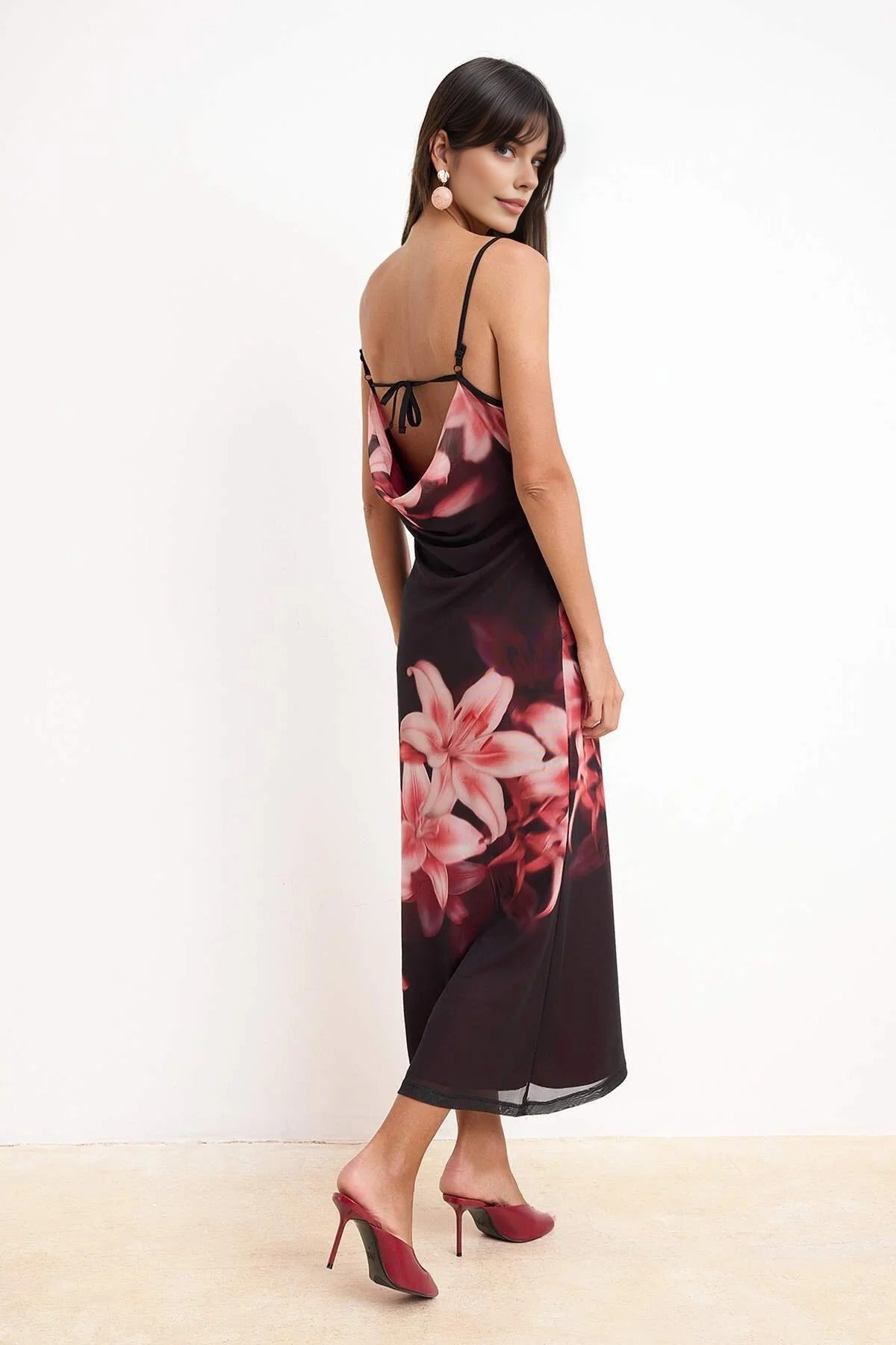 Floral Fishtail Strapless Tulle Knit Dress