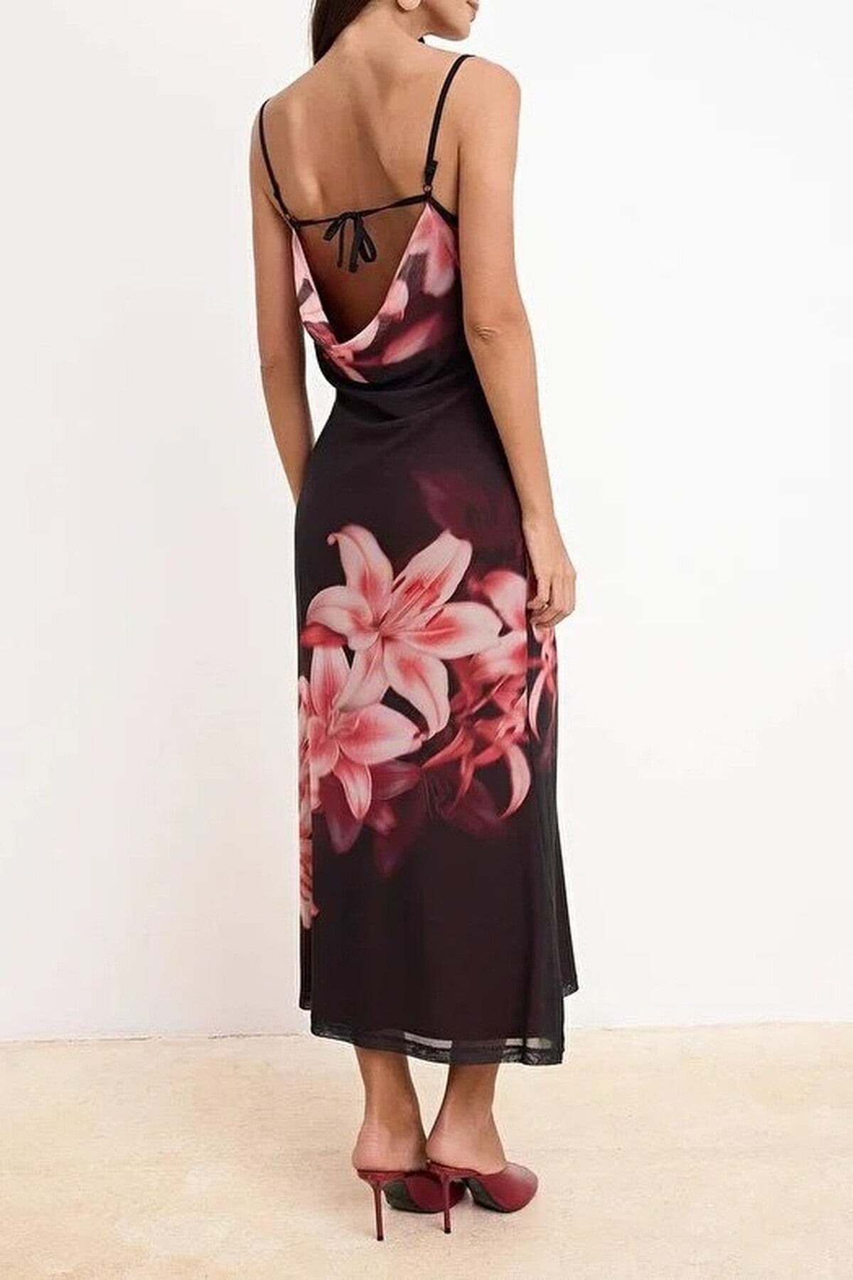 Floral Fishtail Strapless Tulle Knit Dress