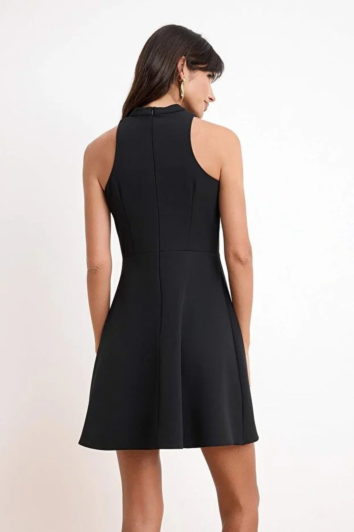 Wardrope Essentials Scoop Neck Lined Short Mini Stretch Woven Dress