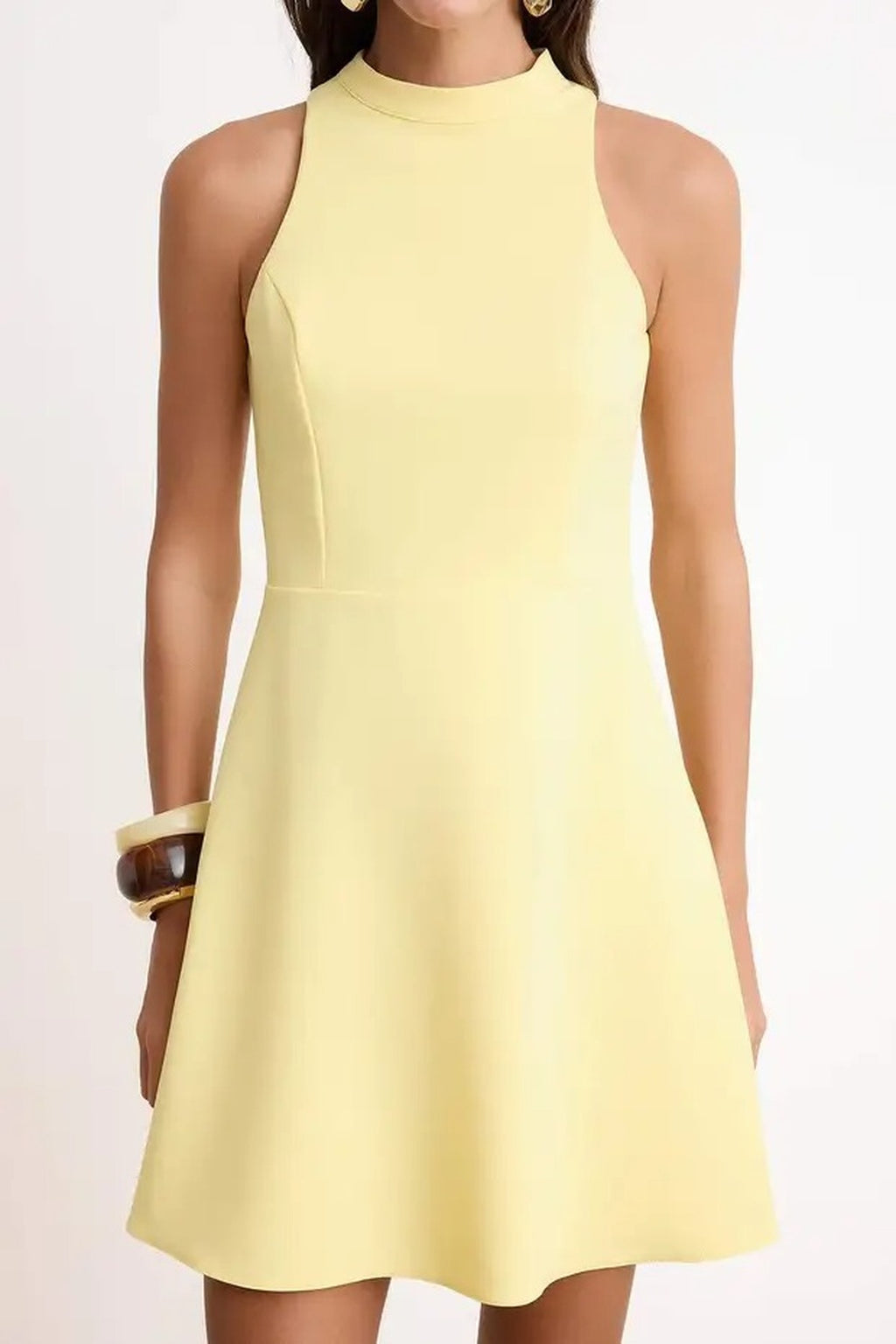 Wardrope Essentials Scoop Neck Lined Short Mini Stretch Woven Dress
