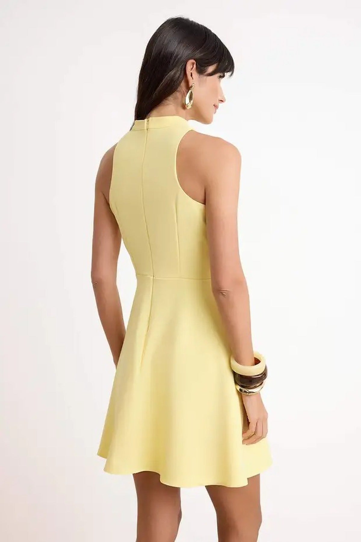 Wardrope Essentials Scoop Neck Lined Short Mini Stretch Woven Dress