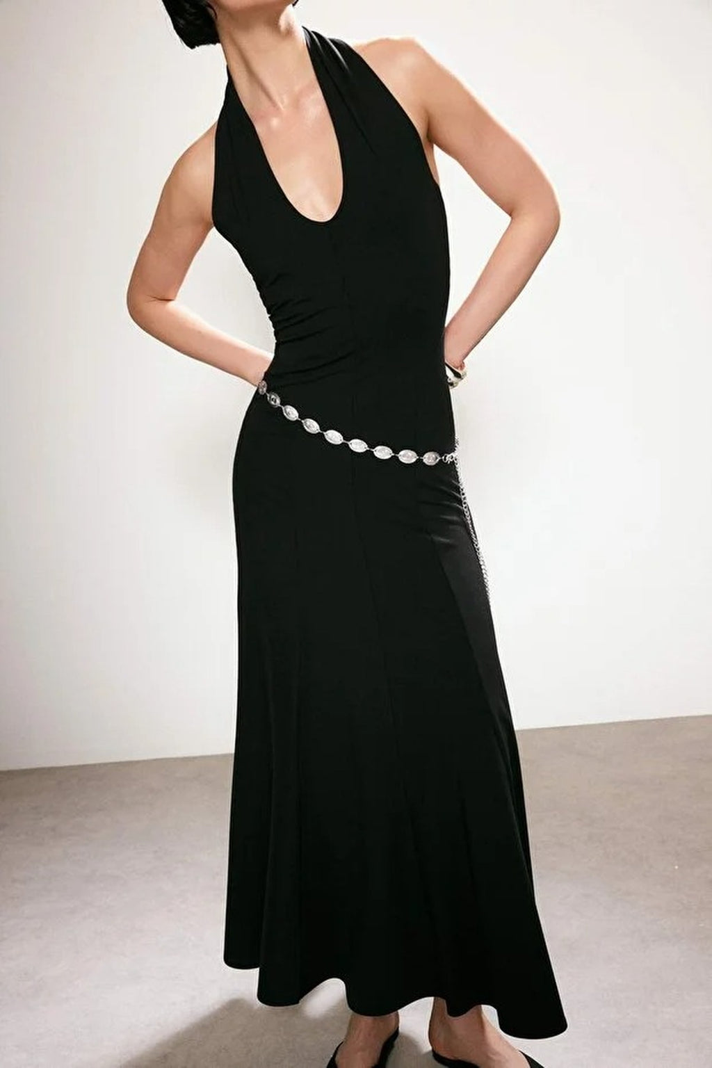 Sleeveless Stretchy Knit Dress with Belt