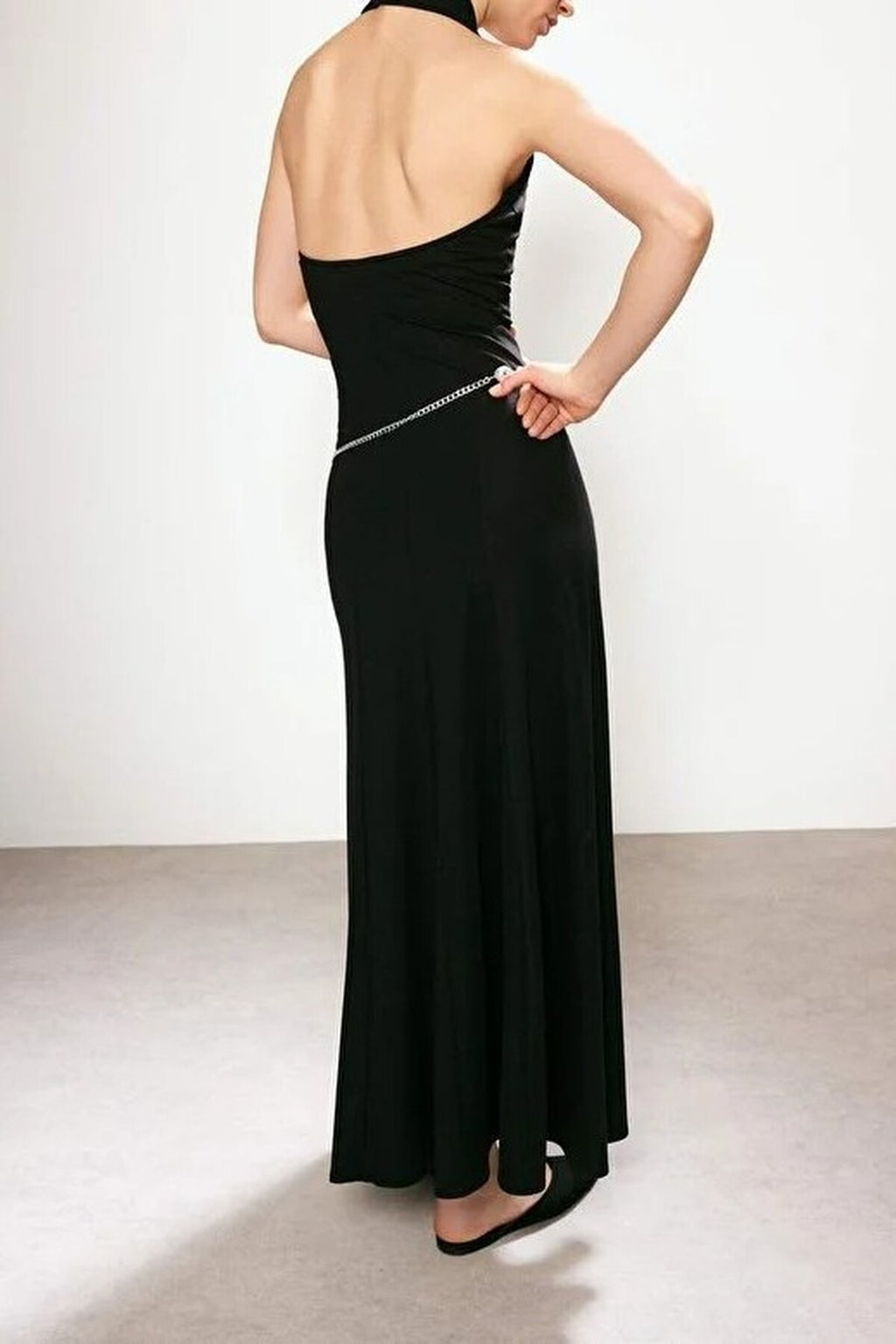 Sleeveless Stretchy Knit Dress with Belt