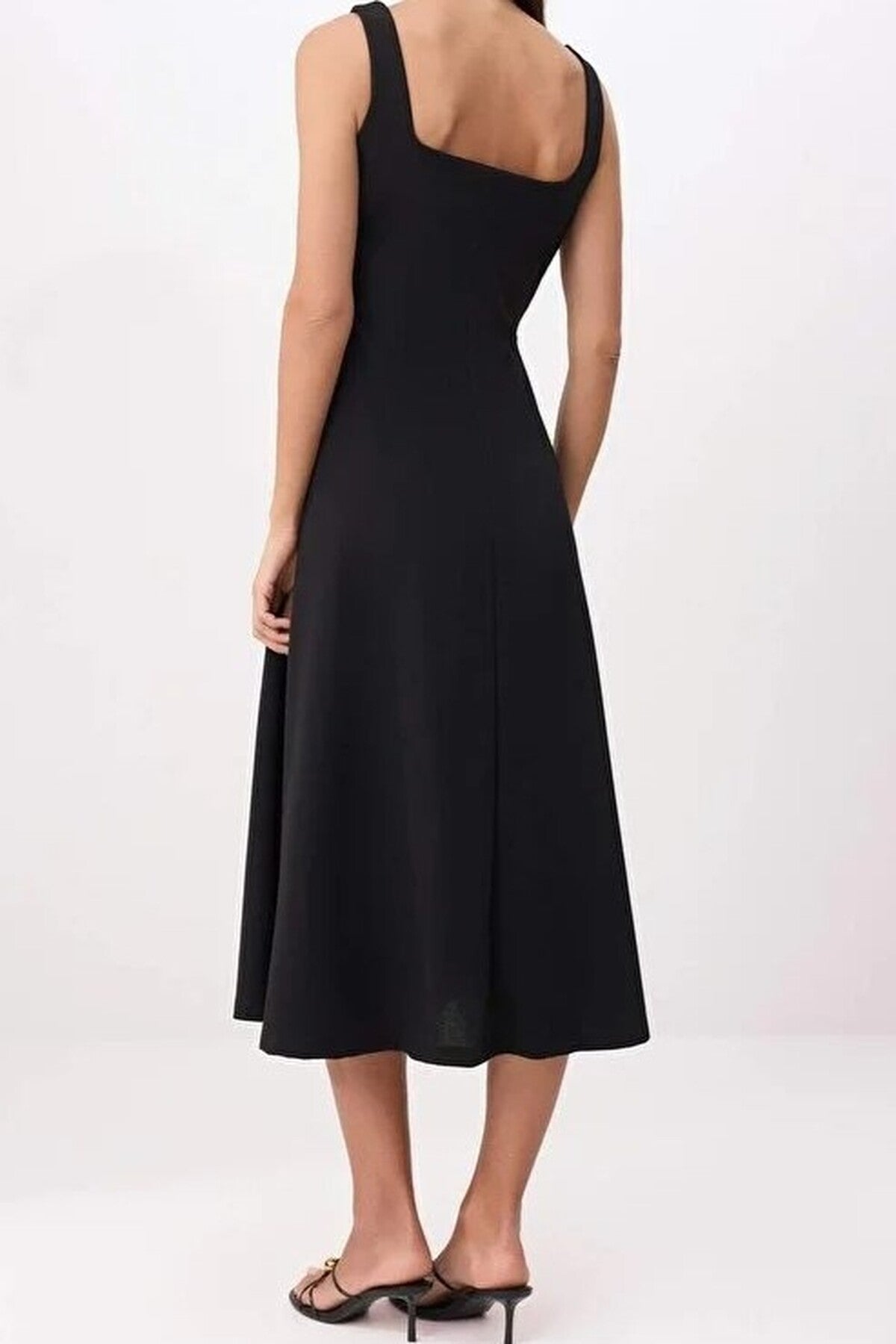 Thick Straps Sleeveless Crepe Knit Dress