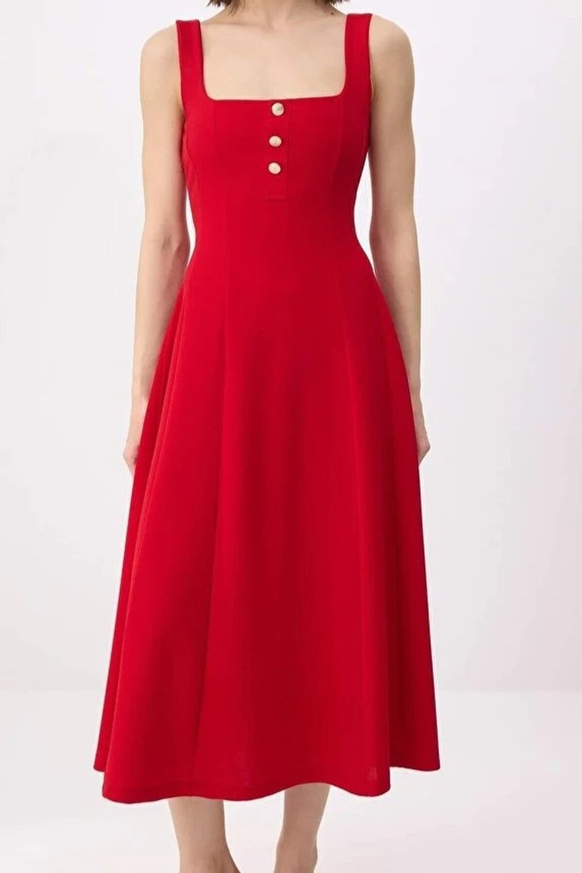 Thick Straps Sleeveless Crepe Knit Dress