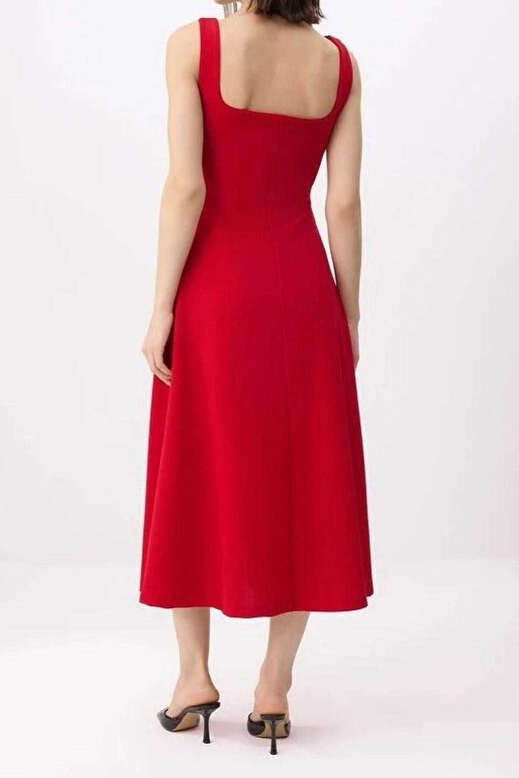 Thick Straps Sleeveless Crepe Knit Dress