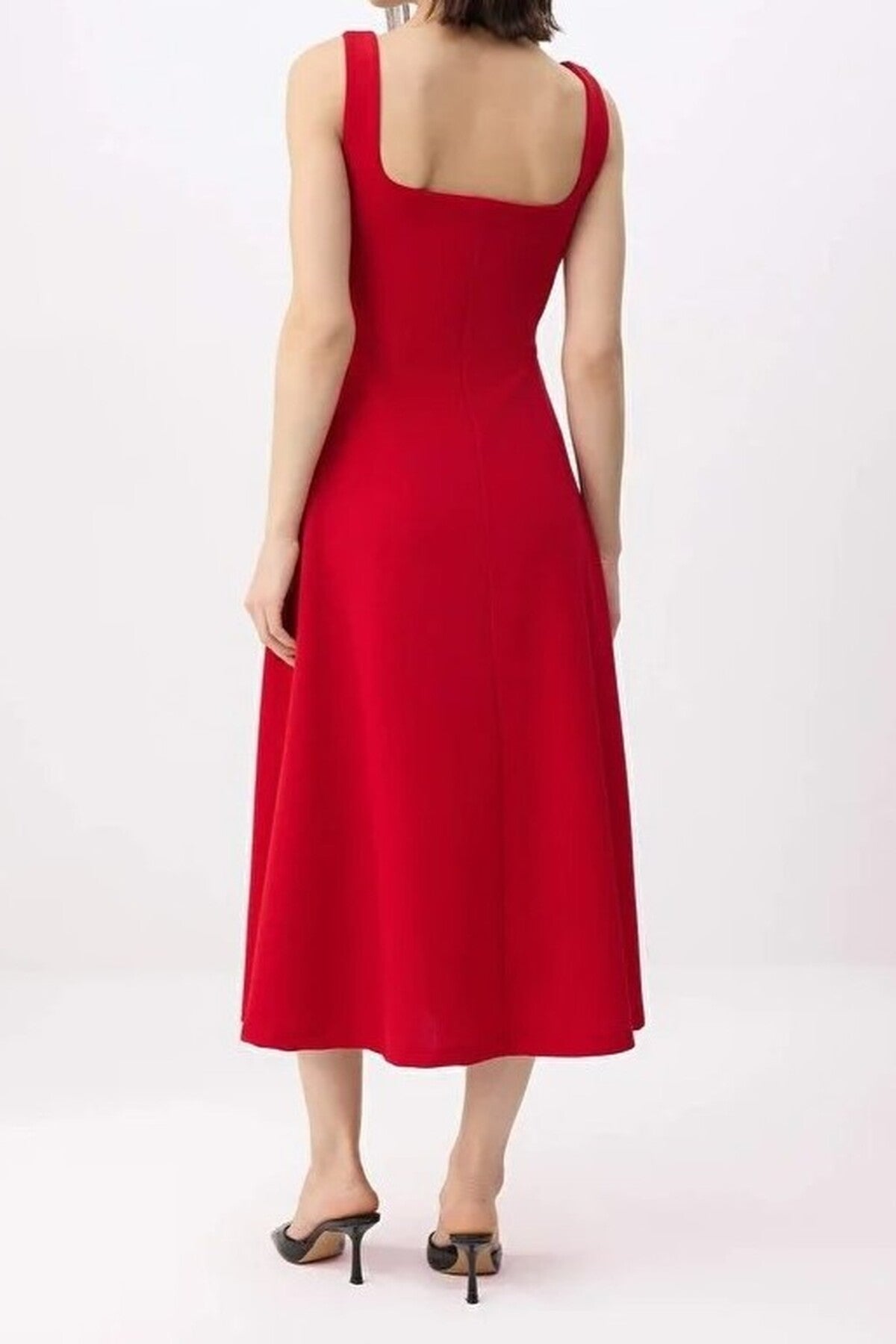Thick Straps Sleeveless Crepe Knit Dress