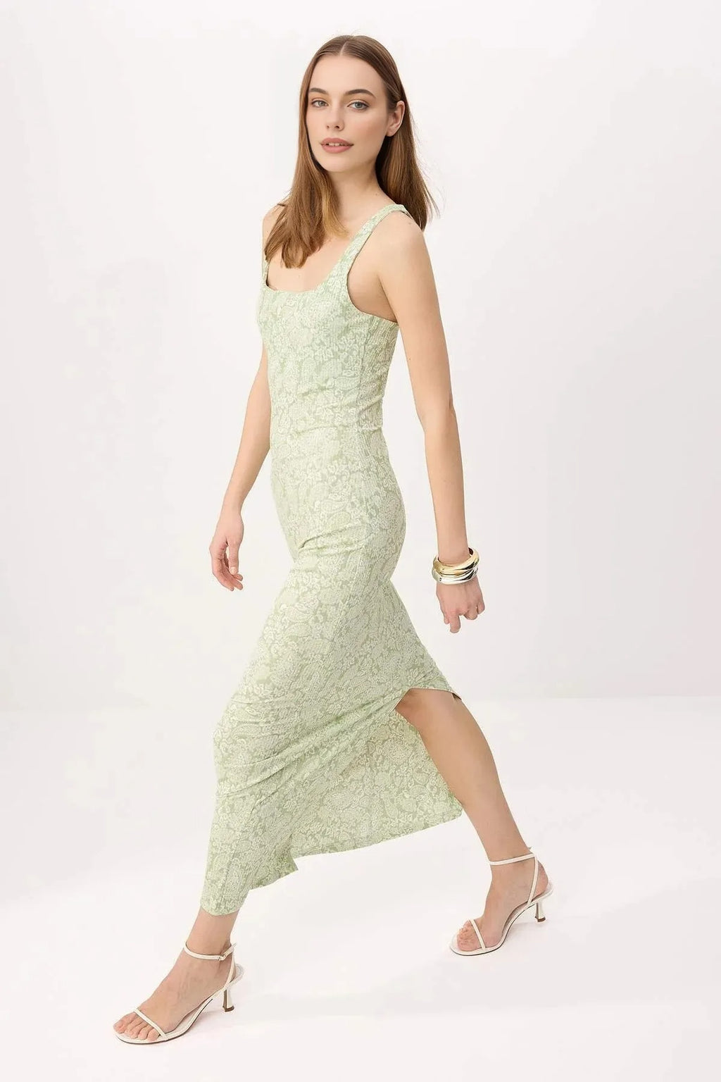 Bodycon Thick Strap Scoop Neck Sleeveless Stretch Knit Dress