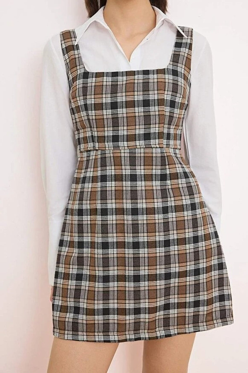Shirted Plaid Mini Woven Dress