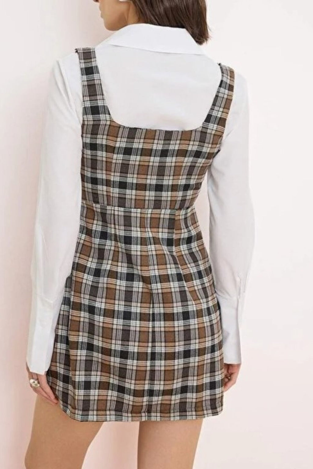 Shirted Plaid Mini Woven Dress