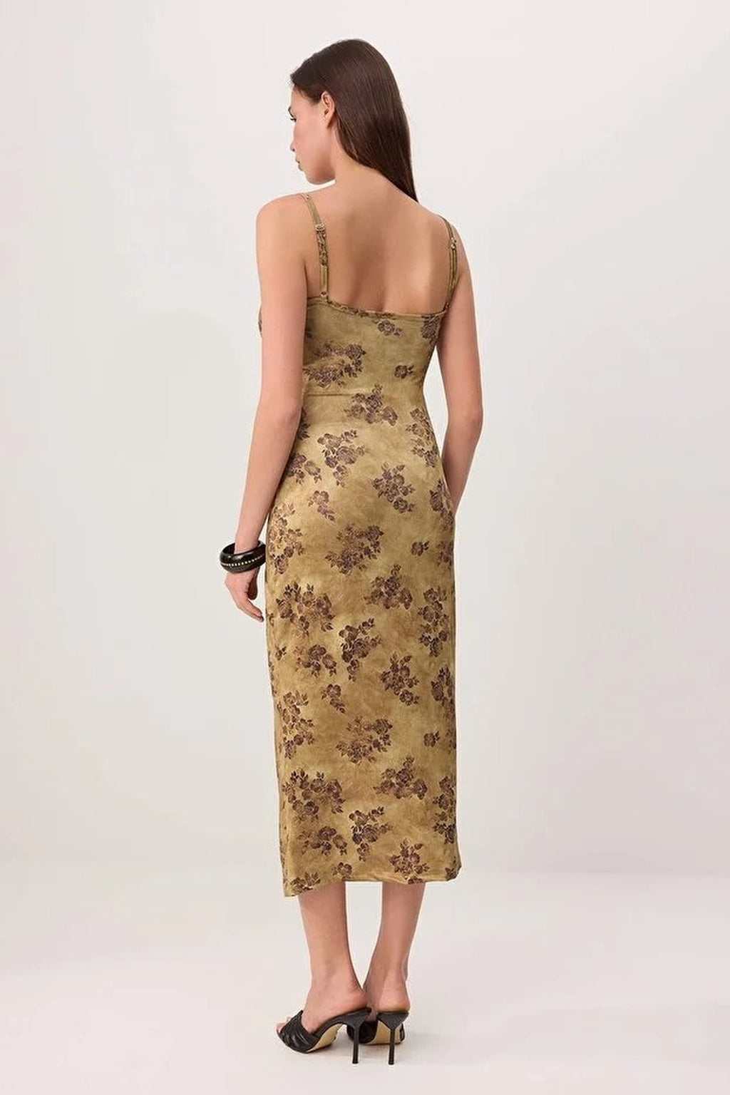 Floral Bodycon Square Neck Sleeveless Knitted Dress